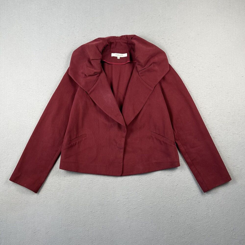 Women's Burgundy Cropped Blazer Jacket